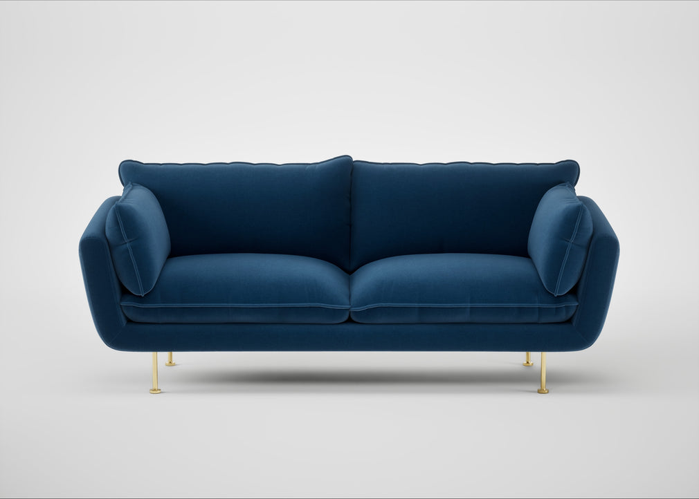 Allora 3 Seater Sofa Cotton Velvet Petrol / Brass