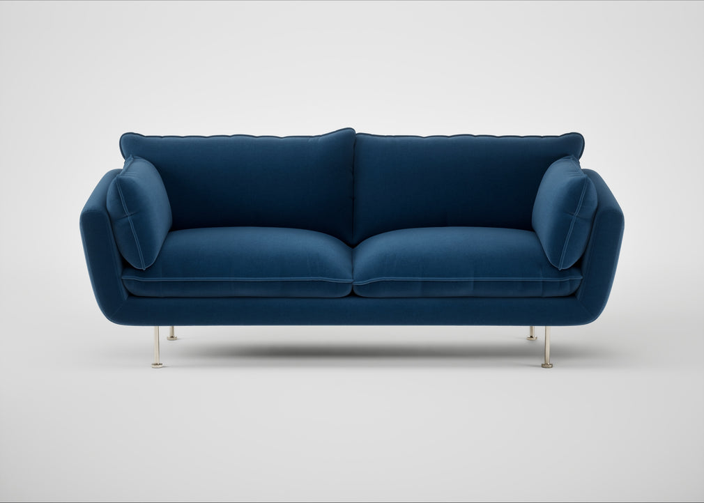Allora 3 Seater Sofa Cotton Velvet Petrol / Stainless Steel