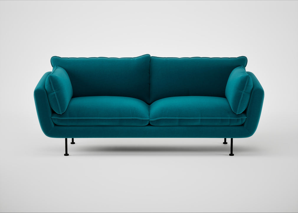 Allora 3 Seater Sofa Cotton Velvet Teal / Black