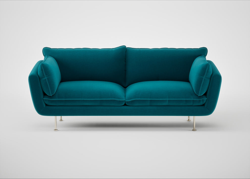 Allora 3 Seater Sofa Cotton Velvet Teal / Stainless Steel