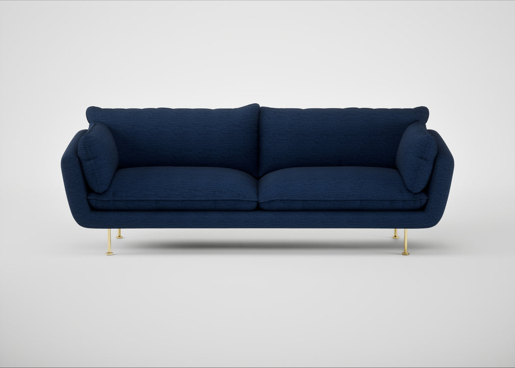 Allora 4 Seater Sofa Broad Weave Lagoon / Brass