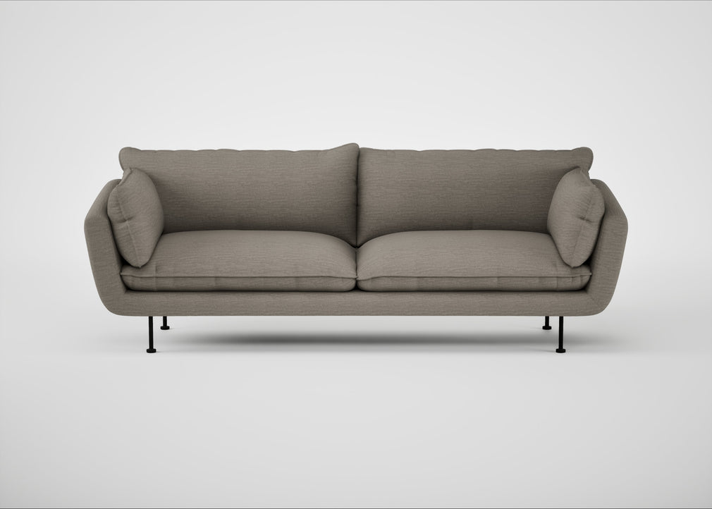 Allora 4 Seater Sofa Broad Weave Pebble / Black