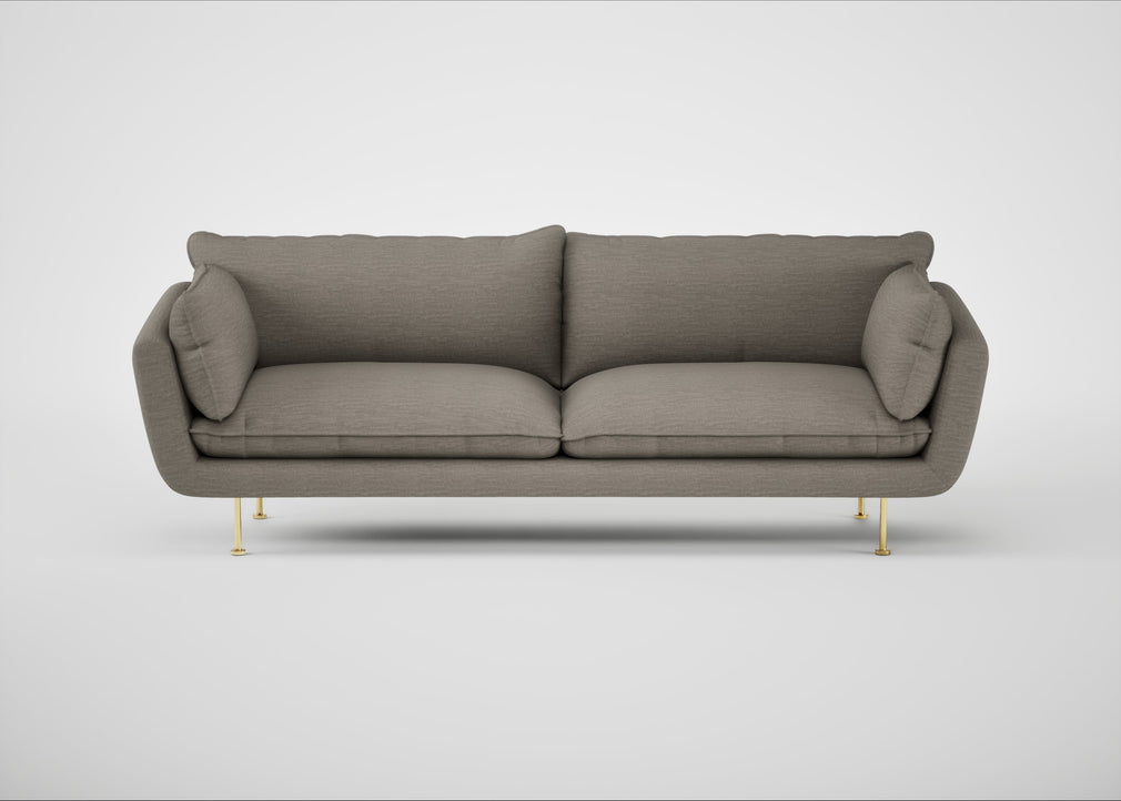 Allora 4 Seater Sofa Broad Weave Pebble / Brass