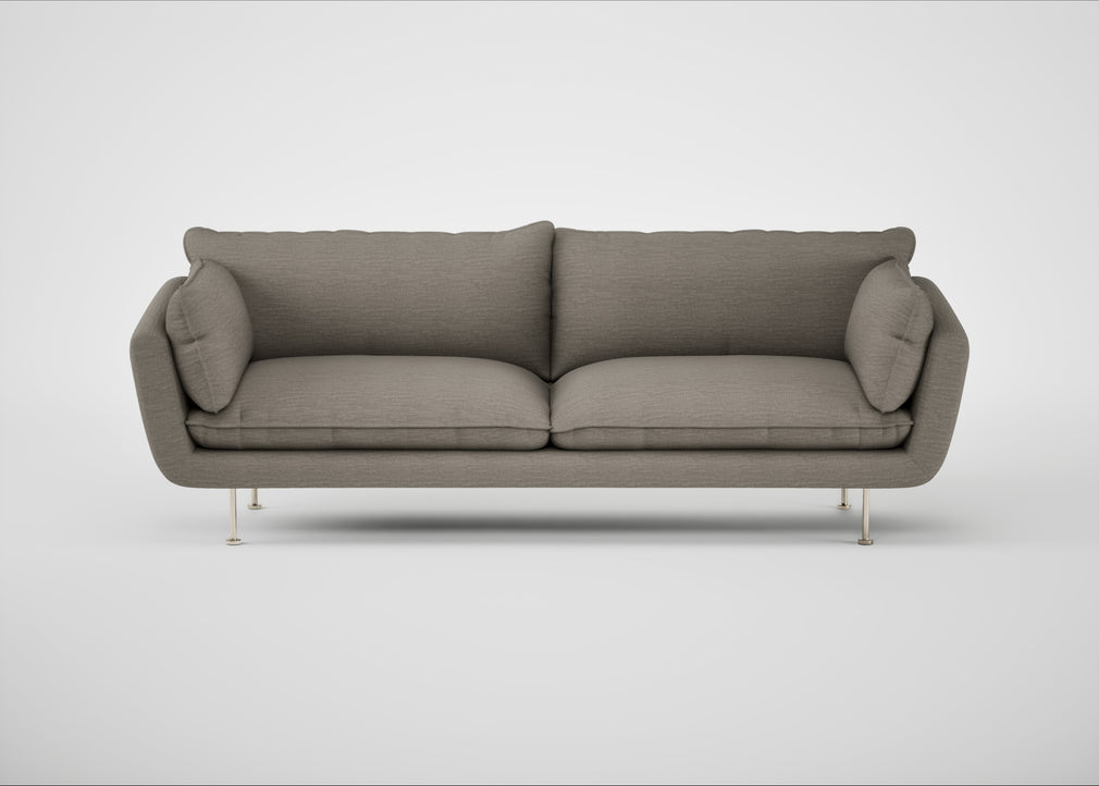Allora 4 Seater Sofa Broad Weave Pebble / Stainless Steel