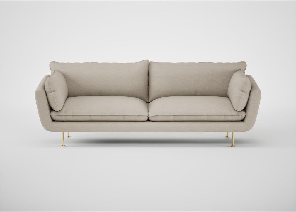Allora 4 Seater Sofa Broad Weave Putty / Brass