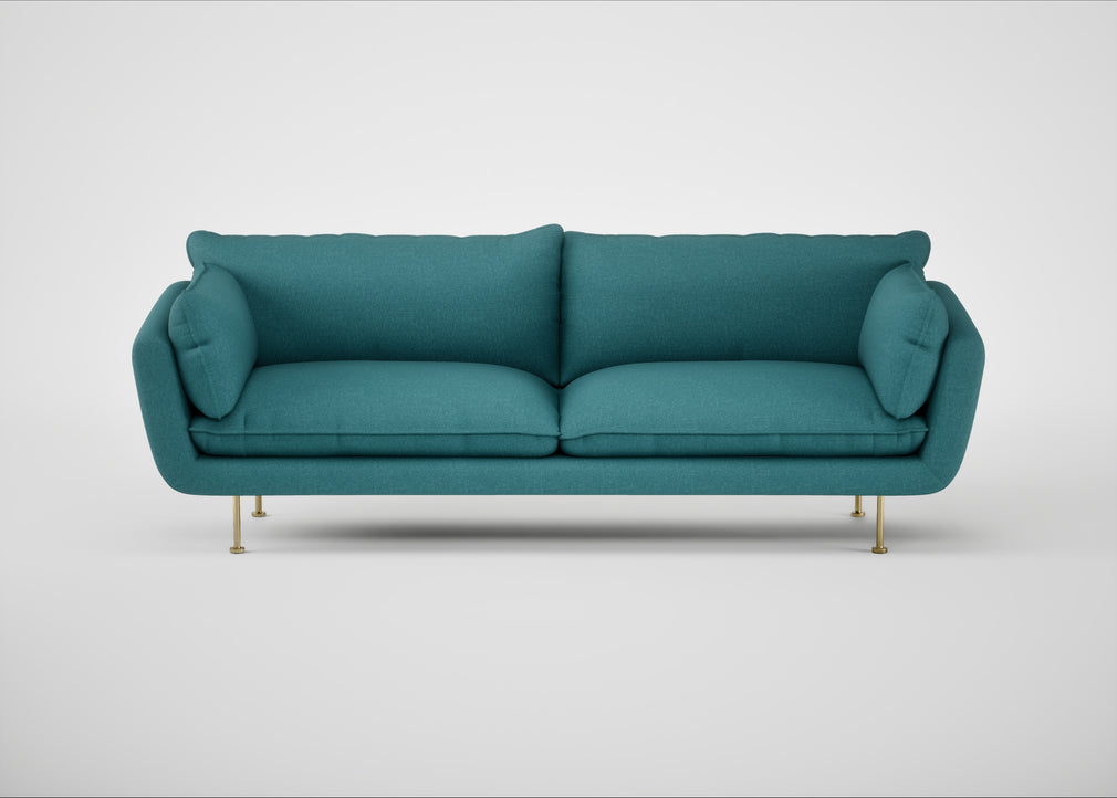 Allora 4 Seater Sofa Brushed Cotton Cadet / Brass