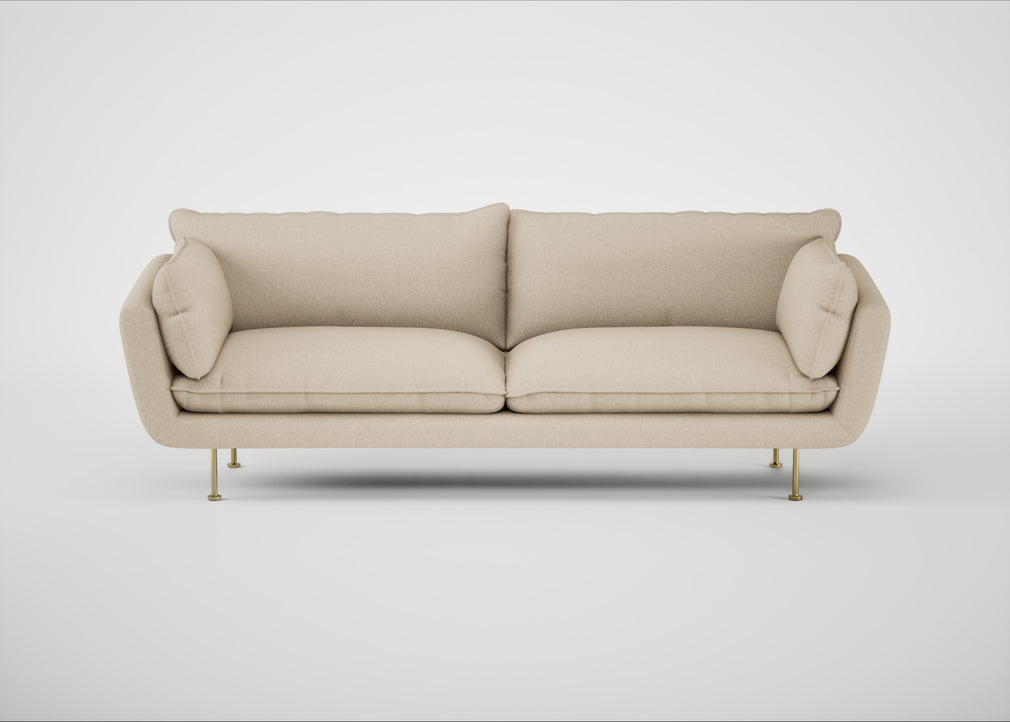 Allora 4 Seater Sofa Brushed Cotton Oat / Brass