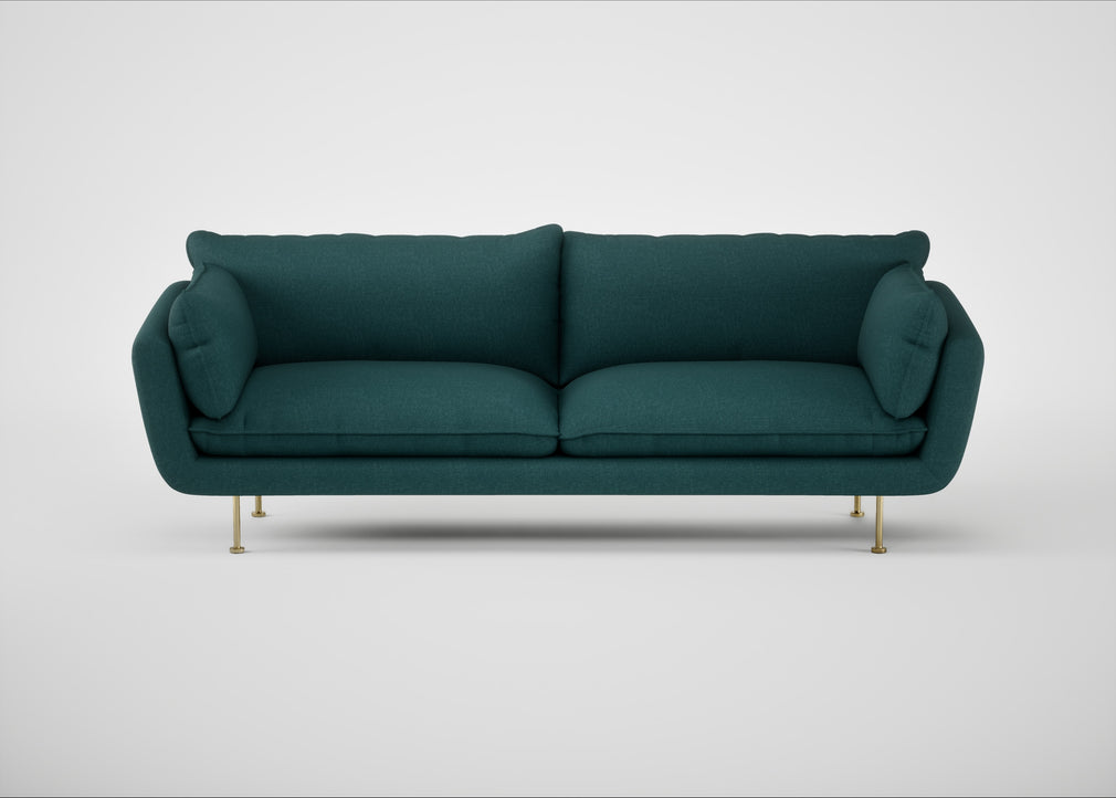Allora 4 Seater Sofa Brushed Cotton Pine / Brass