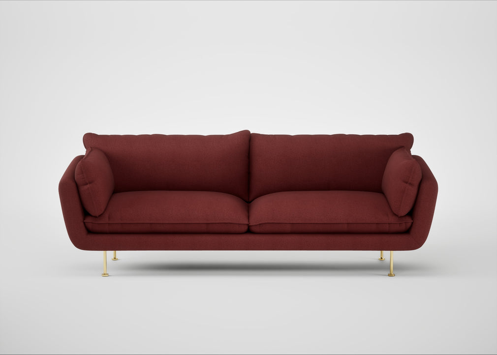 Allora 4 Seater Sofa Capelo Linen-Cotton Etruscan Red / Brass