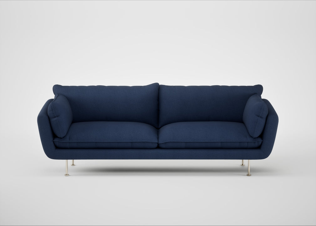 Allora 4 Seater Sofa Capelo Linen-Cotton Inkspot / Stainless Steel