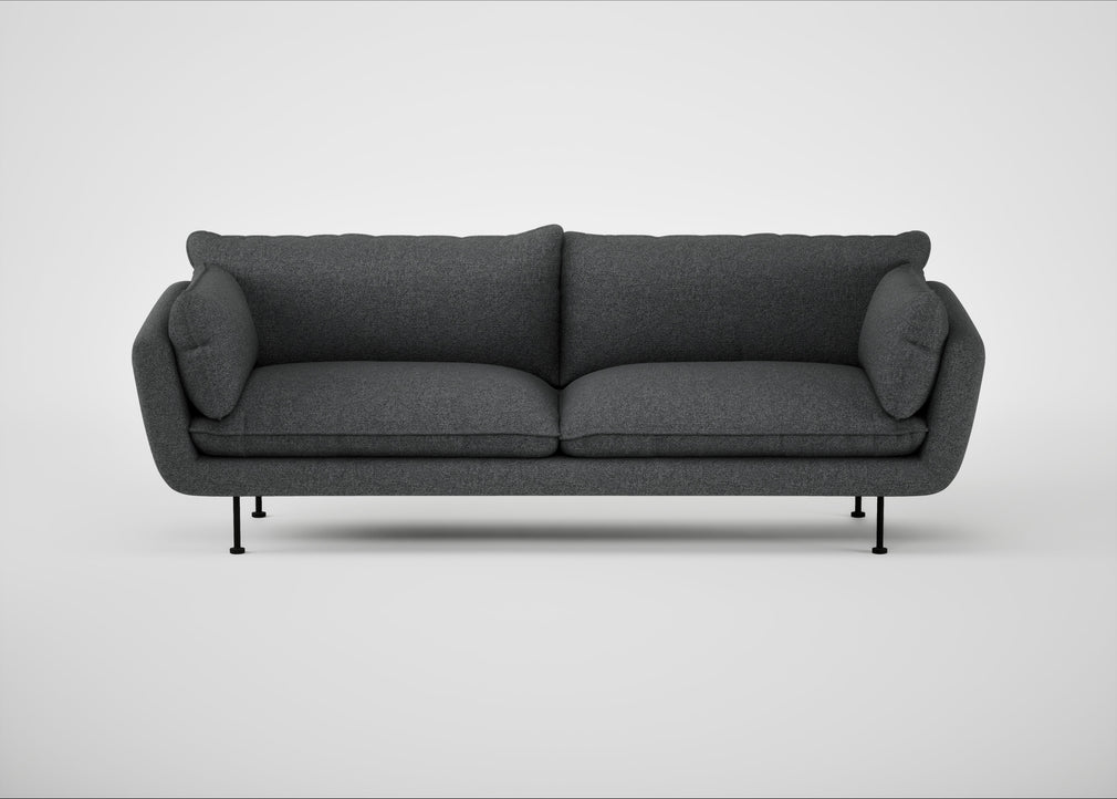 Allora 4 Seater Sofa Melton Wool Granite / Black