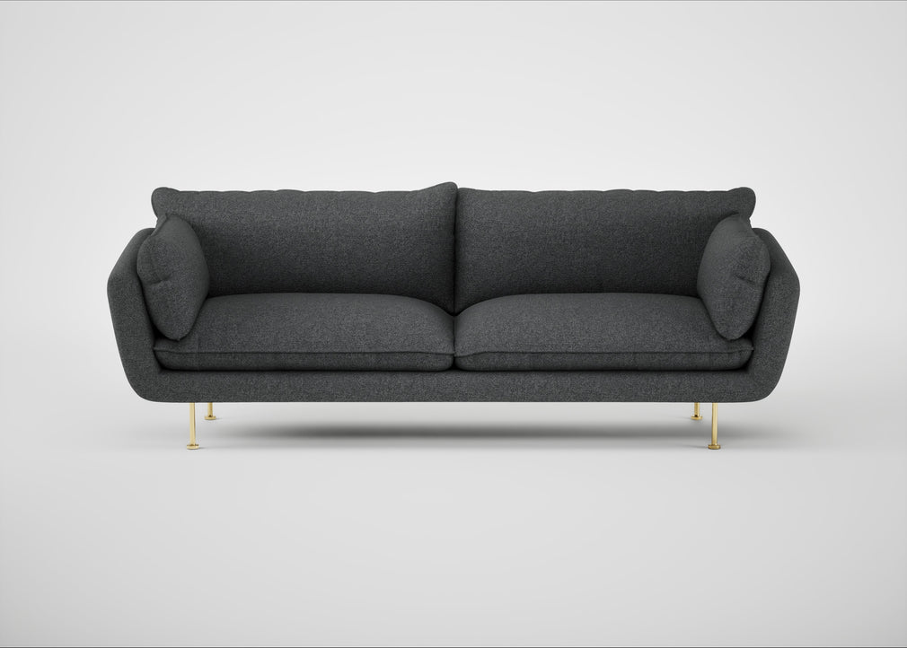 Allora 4 Seater Sofa Melton Wool Granite / Brass