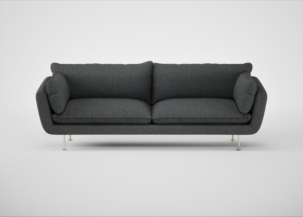 Allora 4 Seater Sofa Melton Wool Granite / Stainless Steel