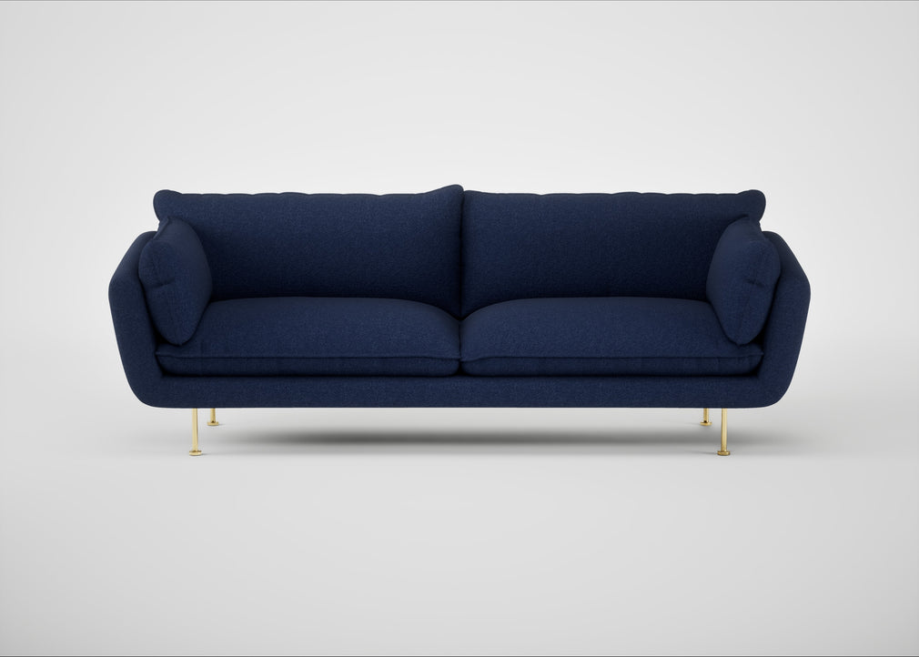 Allora 4 Seater Sofa Melton Wool New Navy / Brass