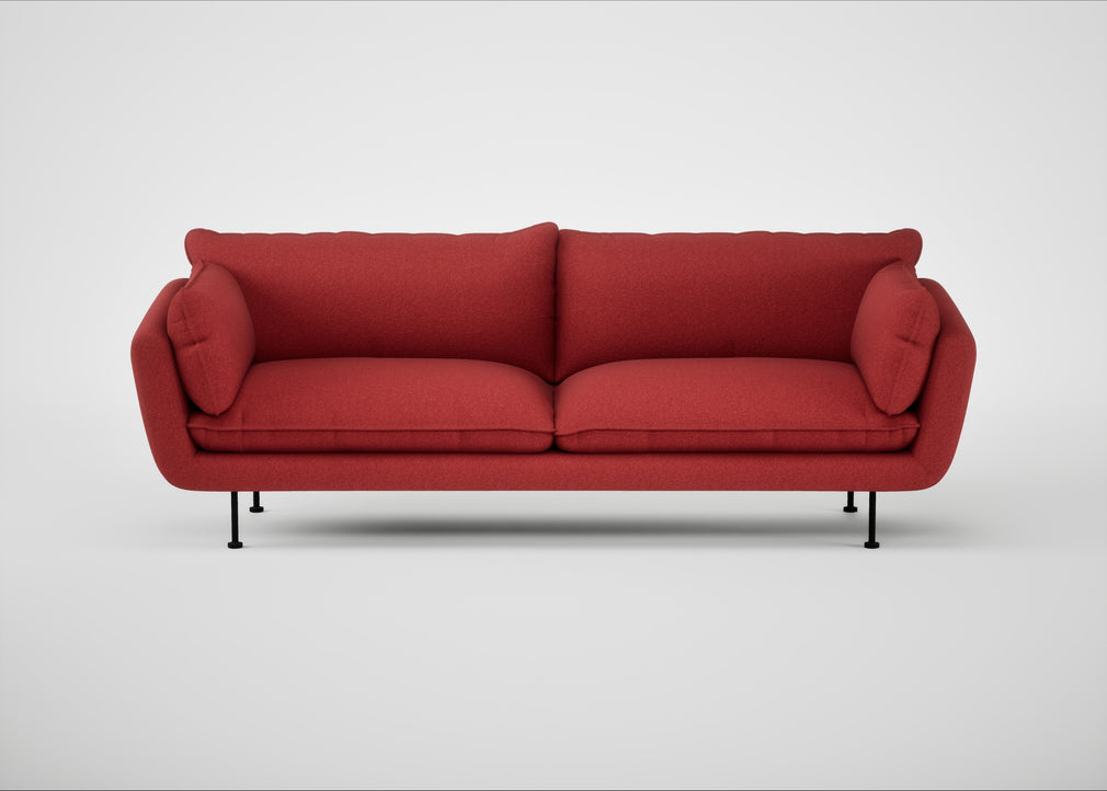 Allora 4 Seater Sofa Melton Wool Red Oxide / Black