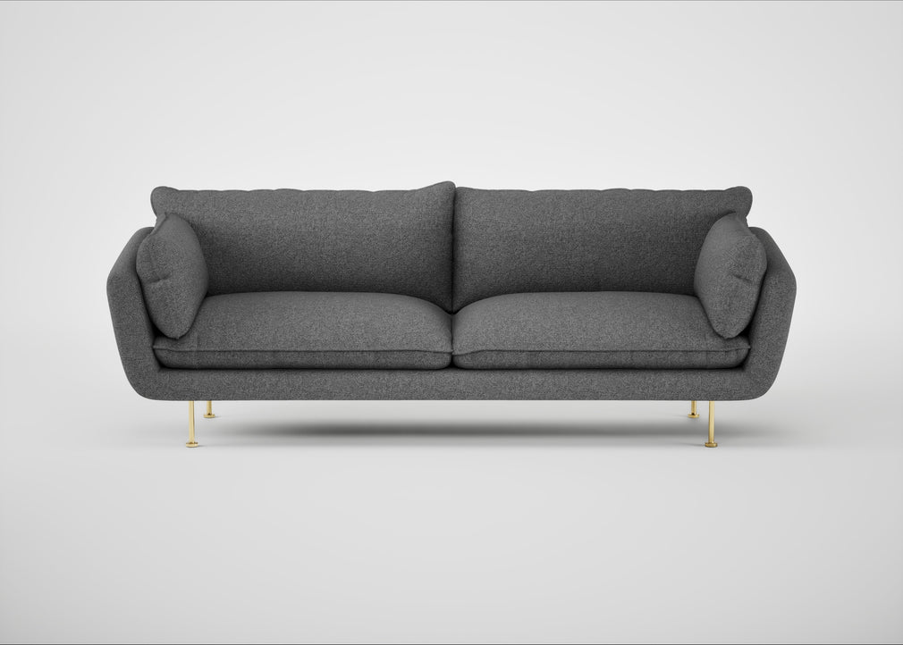 Allora 4 Seater Sofa Melton Wool Shale / Brass