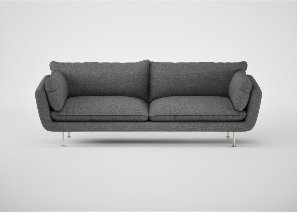 Allora 4 Seater Sofa Melton Wool Shale / Stainless Steel