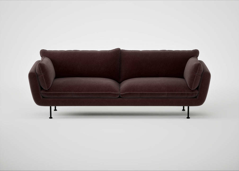 Allora 4 Seater Sofa Smart Luxe Velvet Acorn / Black