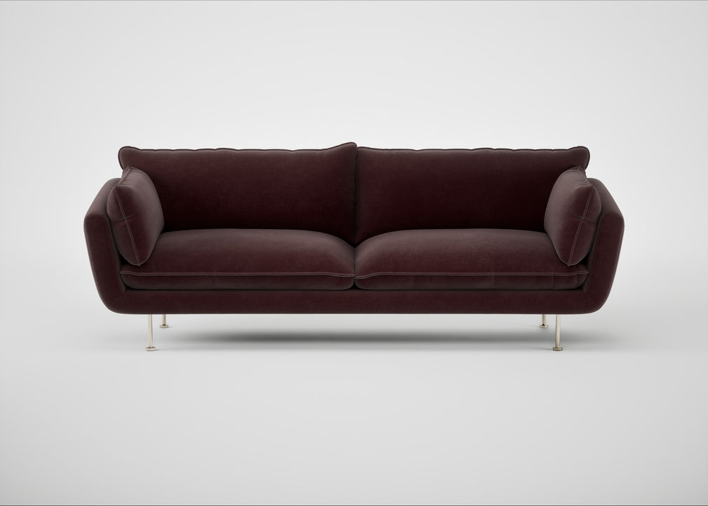 Allora 4 Seater Sofa Smart Luxe Velvet Acorn / Stainless Steel