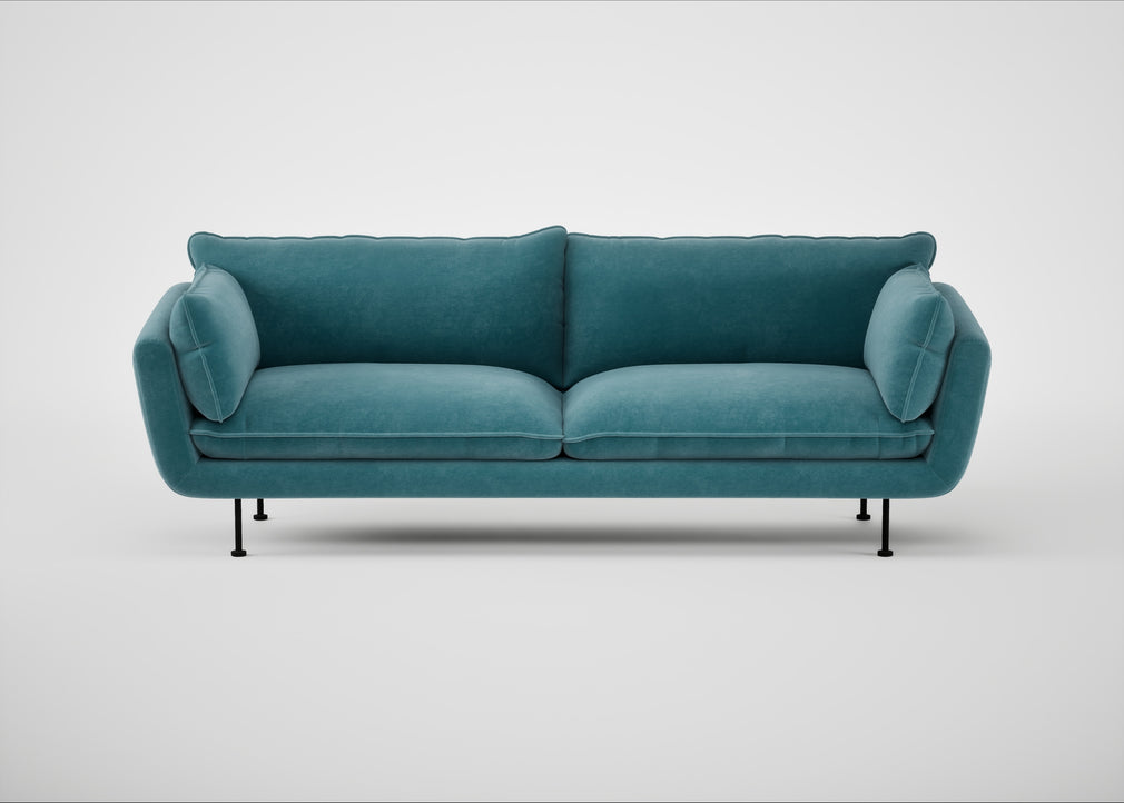 Allora 4 Seater Sofa Smart Luxe Velvet Airforce Blue / Black