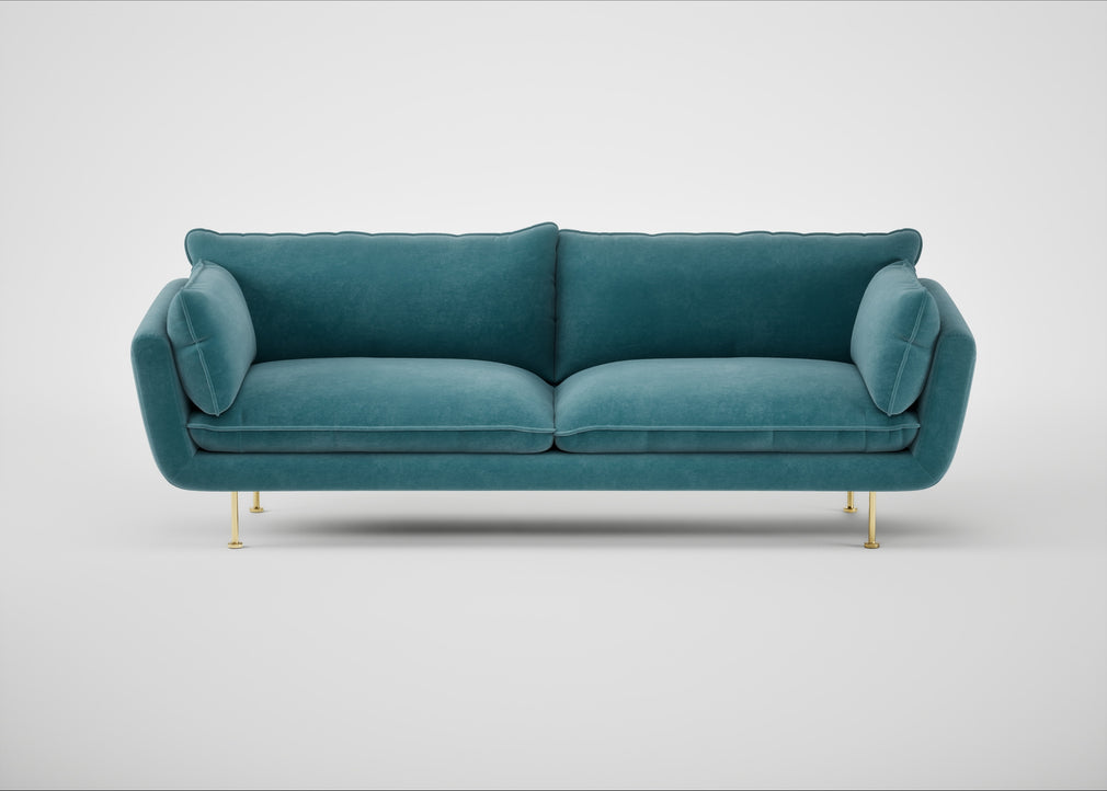 Allora 4 Seater Sofa Smart Luxe Velvet Airforce Blue / Brass
