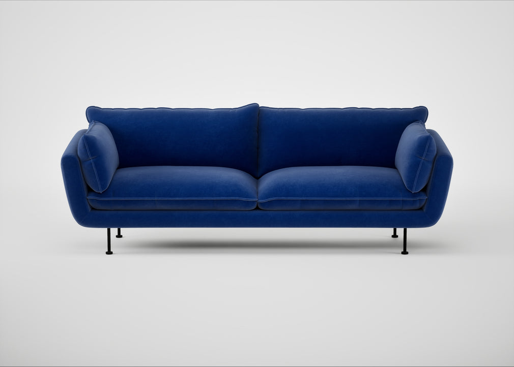 Allora 4 Seater Sofa Smart Luxe Velvet Azure / Black