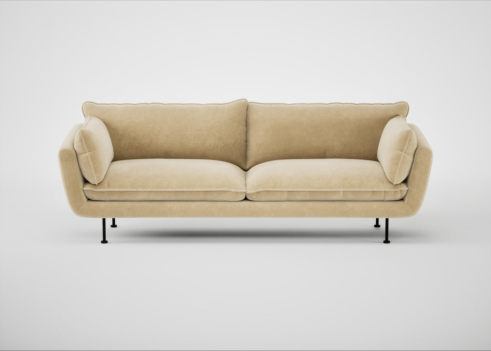 Allora 4 Seater Sofa Smart Luxe Velvet Biscuit / Black