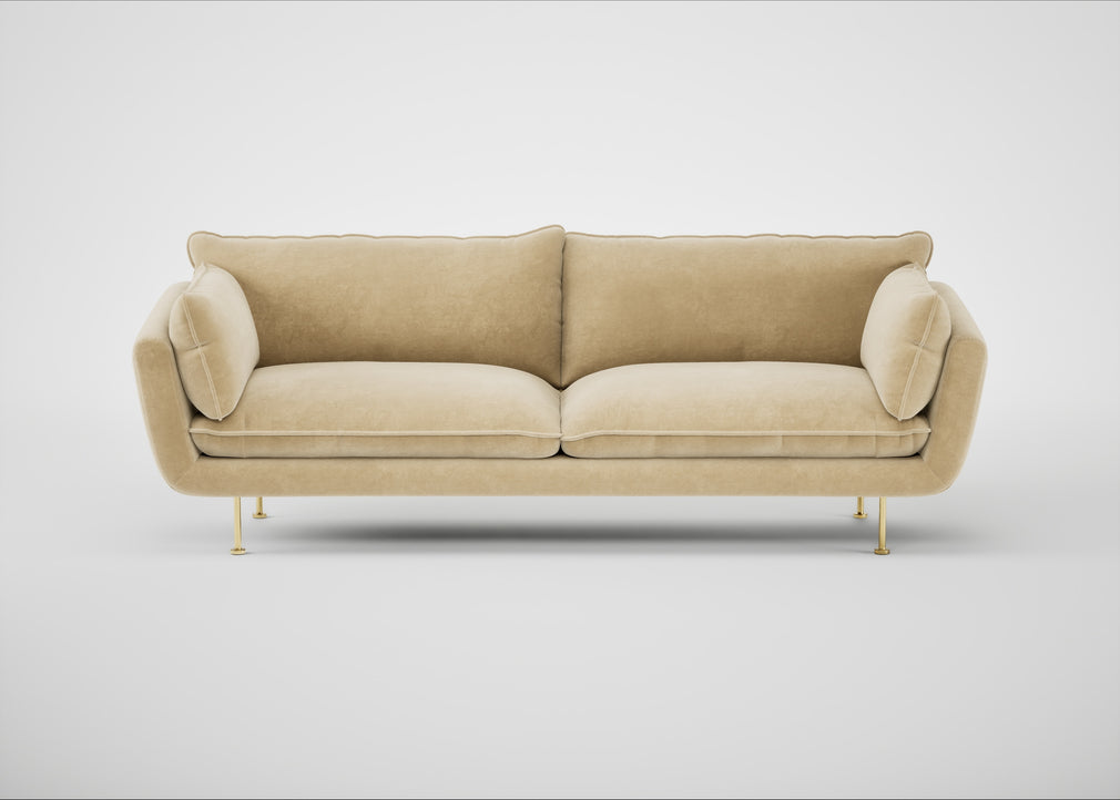 Allora 4 Seater Sofa Smart Luxe Velvet Biscuit / Brass