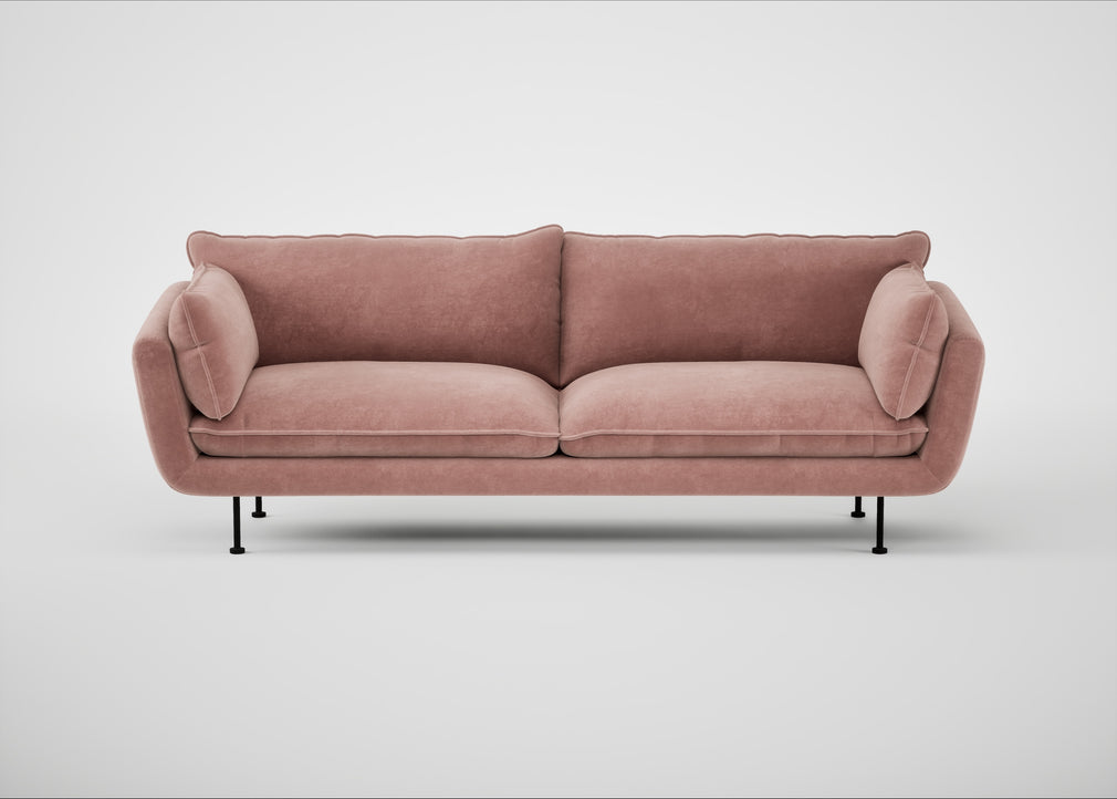 Allora 4 Seater Sofa Smart Luxe Velvet Dusky Pink / Black