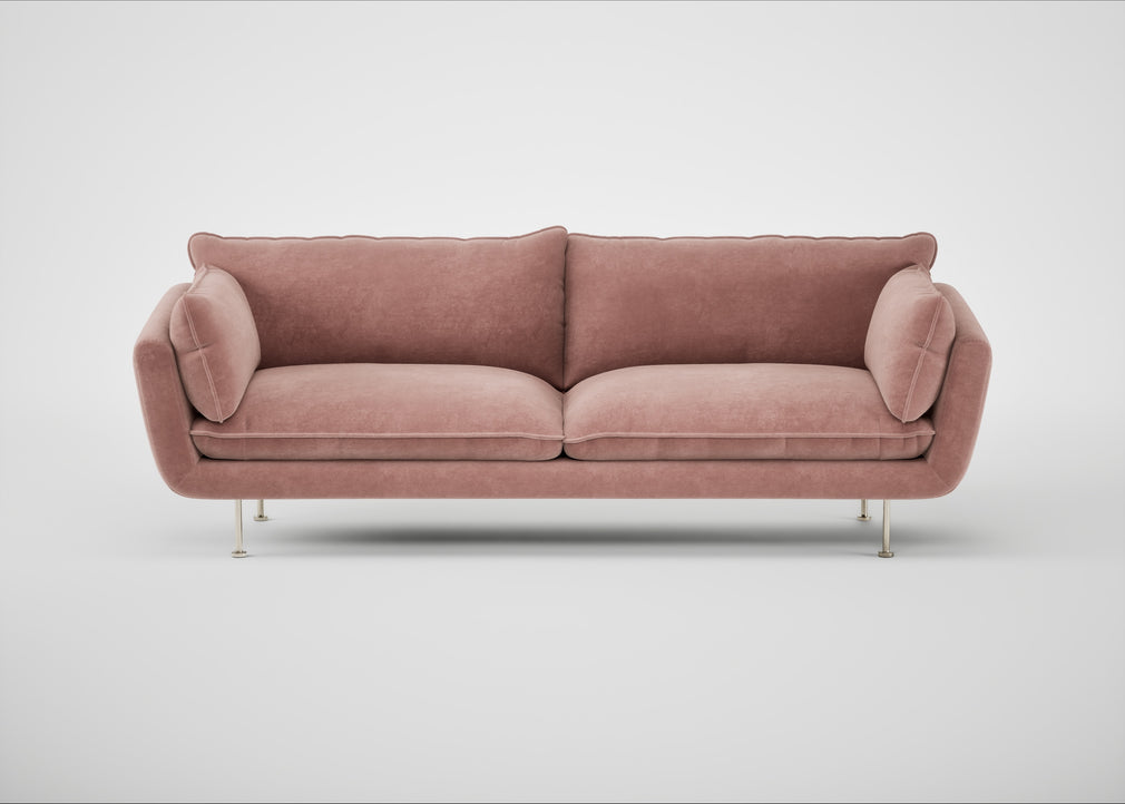 Allora 4 Seater Sofa Smart Luxe Velvet Dusky Pink / Stainless Steel
