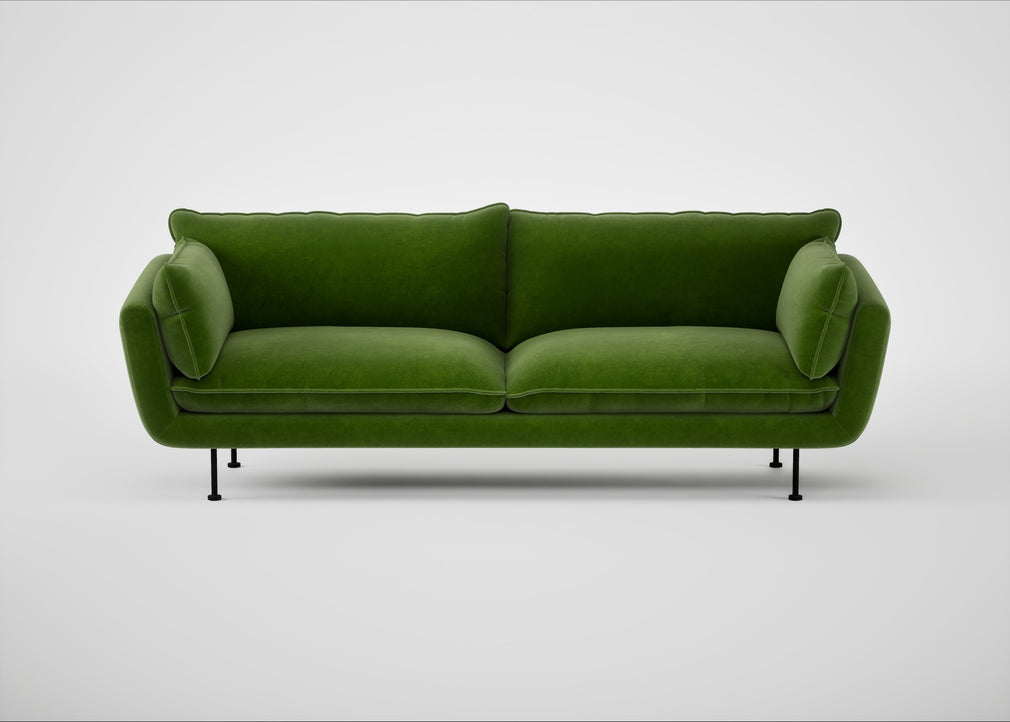 Allora 4 Seater Sofa Smart Luxe Velvet Grass / Black