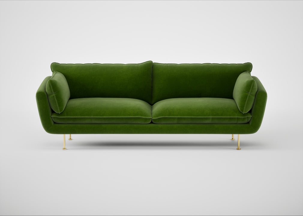 Allora 4 Seater Sofa Smart Luxe Velvet Grass / Brass