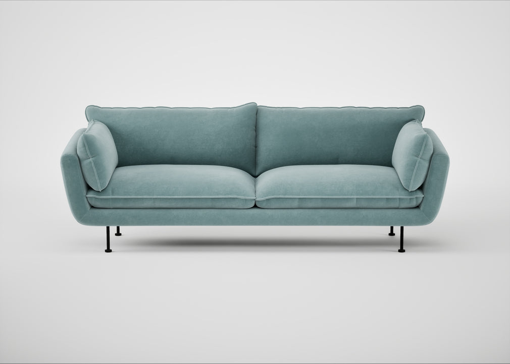Allora 4 Seater Sofa Smart Luxe Velvet Mineral Blue / Black