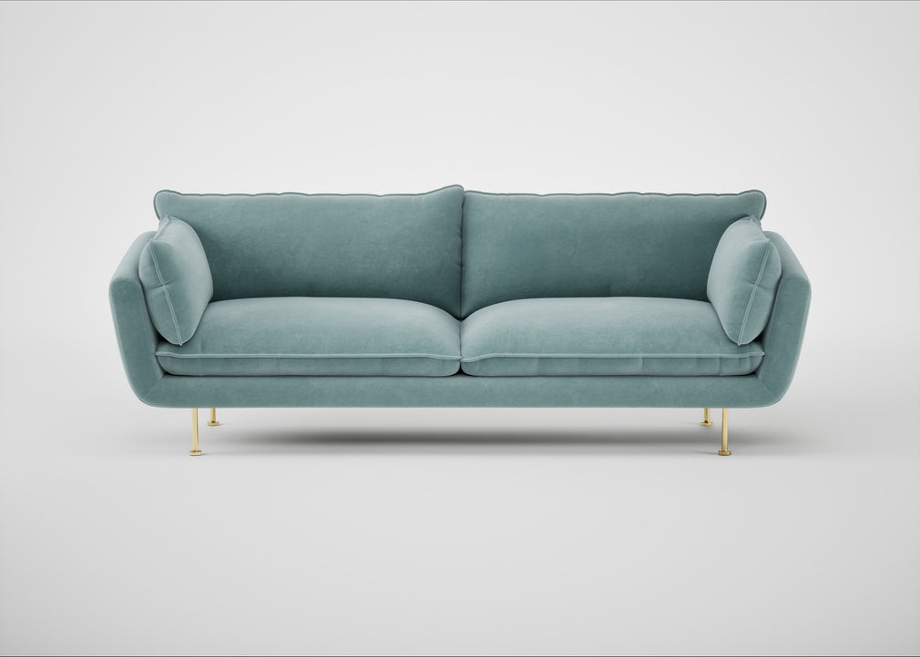Allora 4 Seater Sofa Smart Luxe Velvet Mineral Blue / Brass