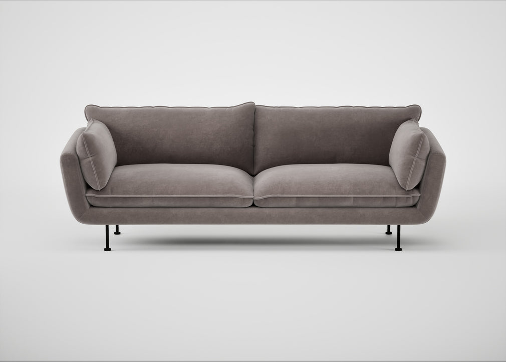 Allora 4 Seater Sofa Smart Luxe Velvet Mushroom / Black
