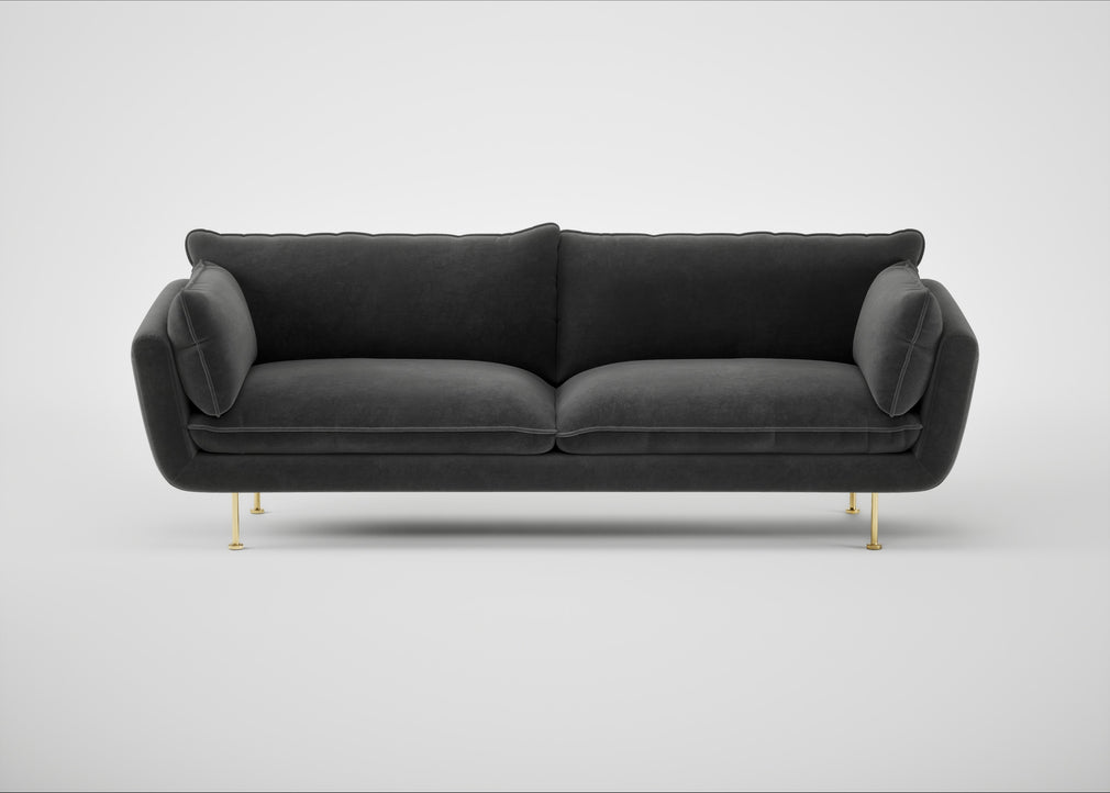 Allora 4 Seater Sofa Smart Luxe Velvet Nickel / Brass
