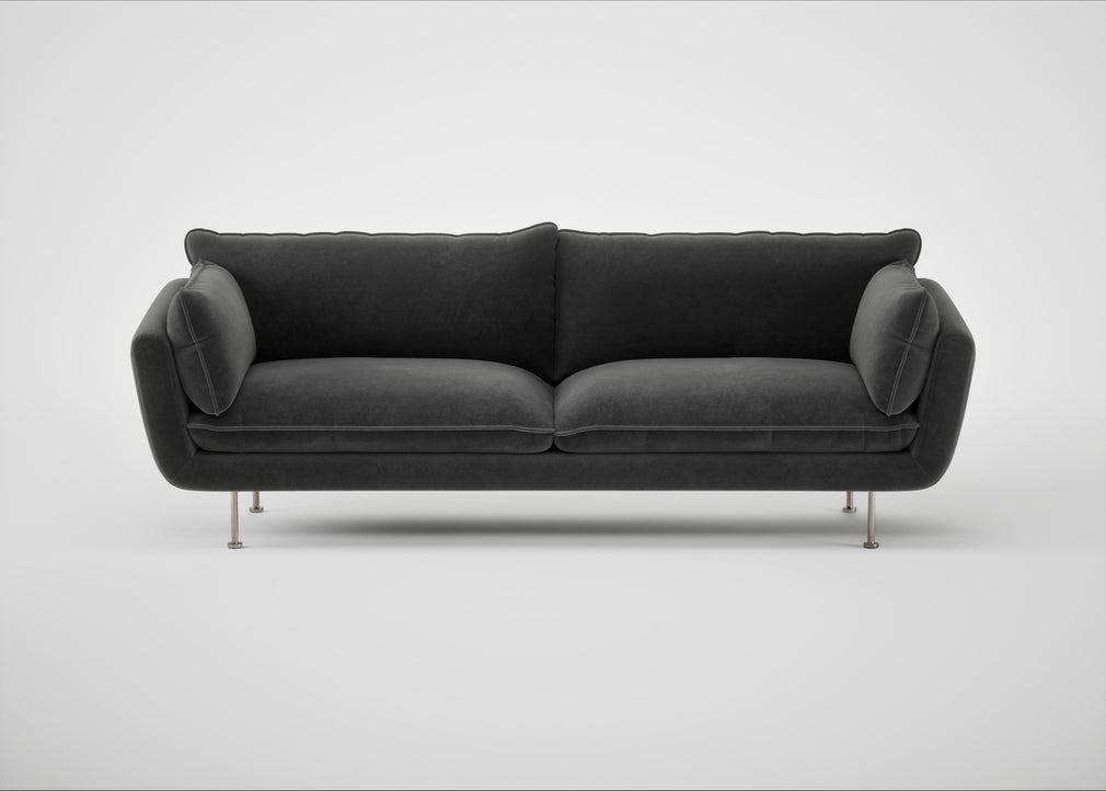 Allora 4 Seater Sofa Smart Luxe Velvet Nickel / Stainless Steel