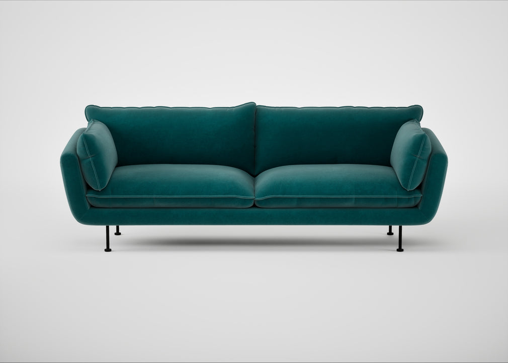 Allora 4 Seater Sofa Smart Luxe Velvet Ocean Green / Black