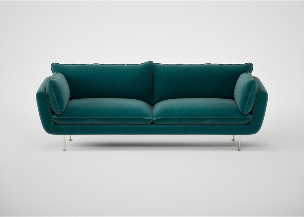Allora 4 Seater Sofa Smart Luxe Velvet Ocean Green / Stainless Steel