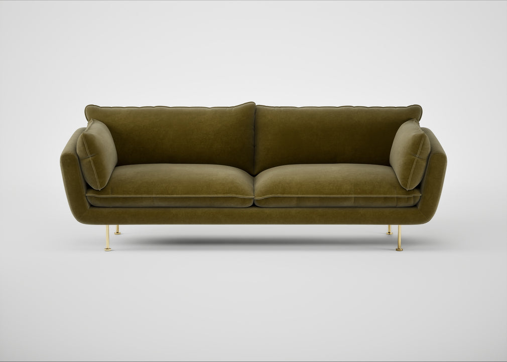 Allora 4 Seater Sofa Smart Luxe Velvet Peridot / Brass
