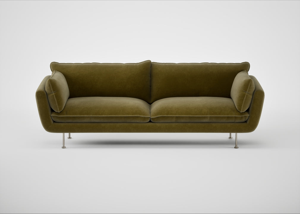 Allora 4 Seater Sofa Smart Luxe Velvet Peridot / Stainless Steel