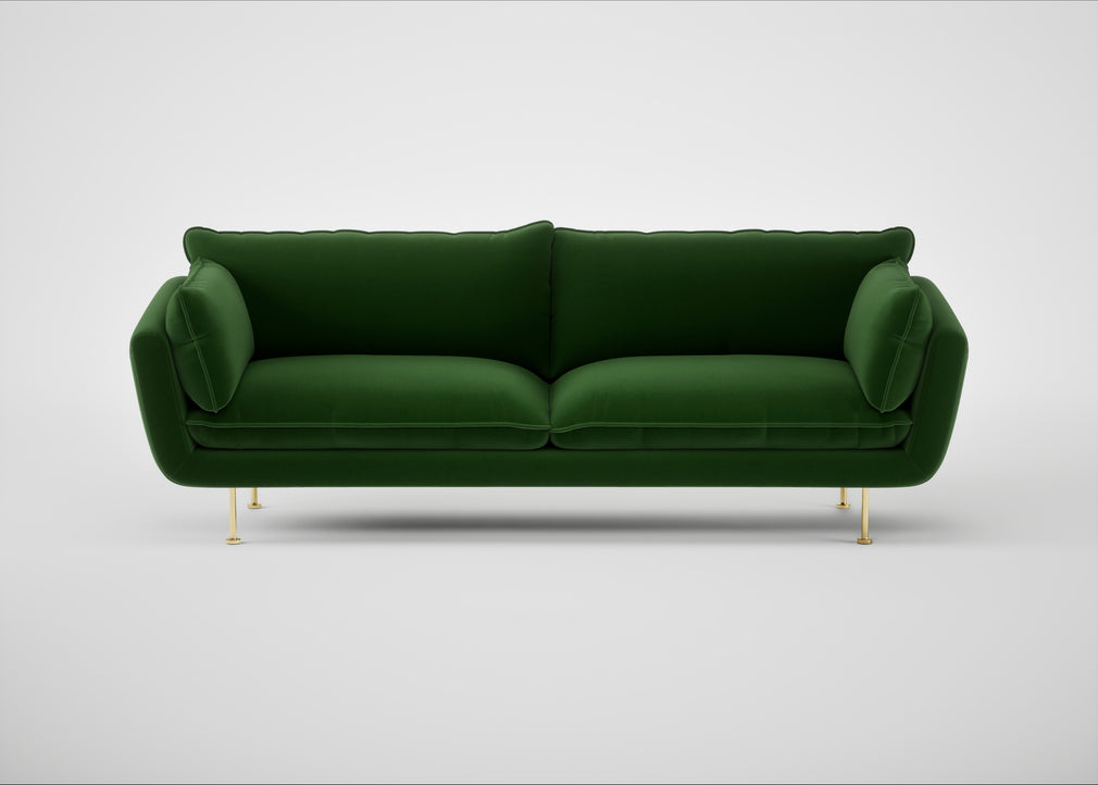 Allora 4 Seater Sofa Smart Velvet Forest / Brass