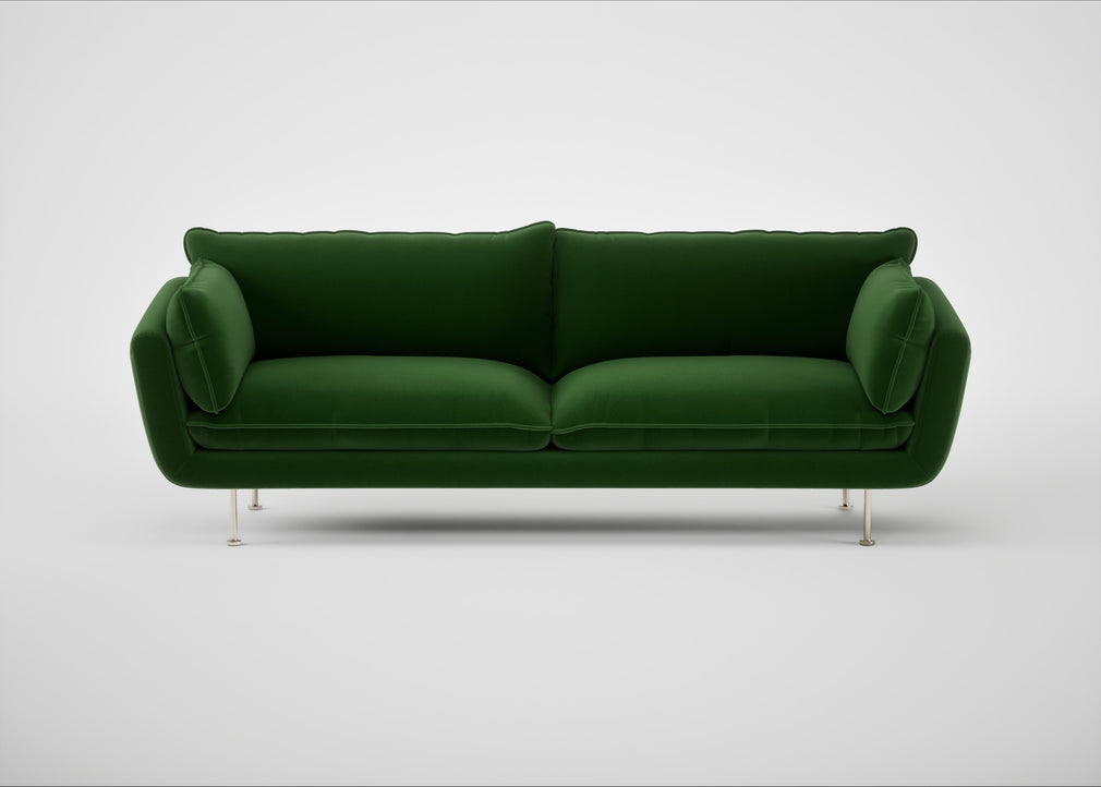 Allora 4 Seater Sofa Smart Velvet Forest / Stainless Steel