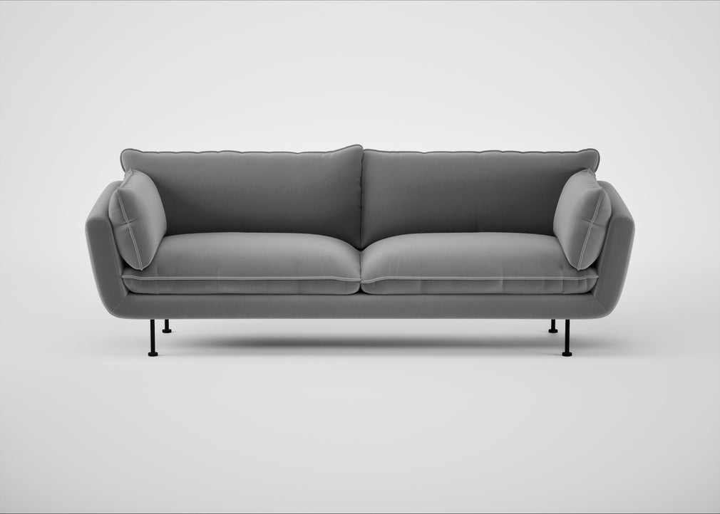 Allora 4 Seater Sofa Smart Velvet Mercury / Black