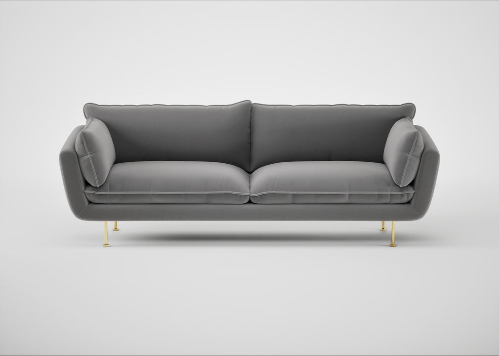 Allora 4 Seater Sofa Smart Velvet Mercury / Brass