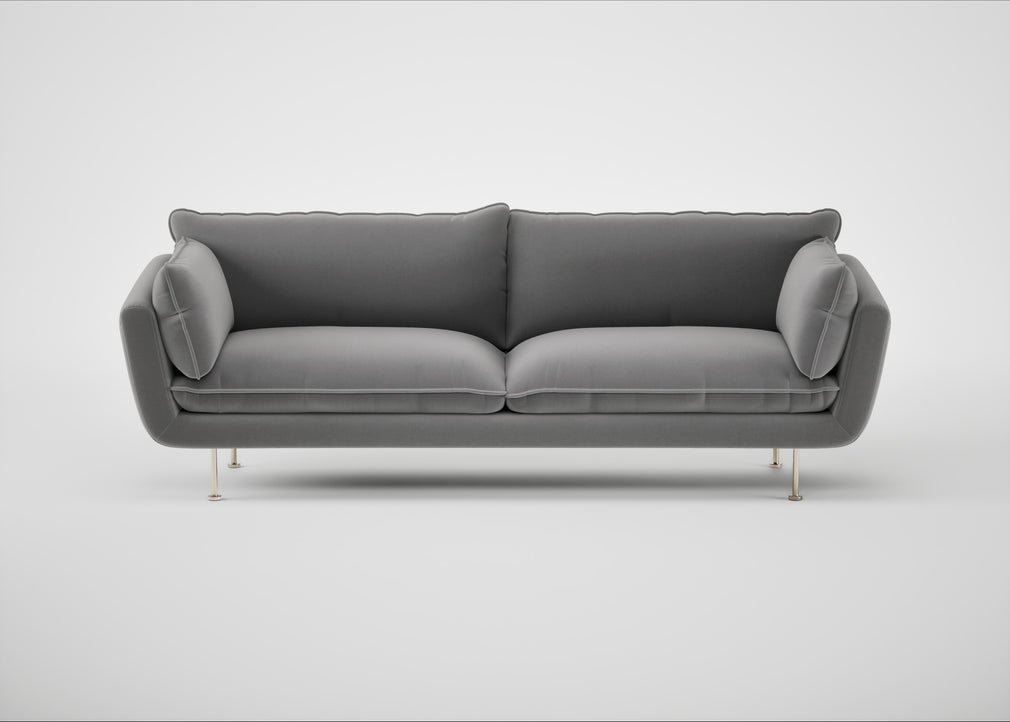 Allora 4 Seater Sofa Smart Velvet Mercury / Stainless Steel