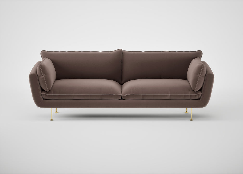Allora 4 Seater Sofa Smart Velvet Mouse / Brass