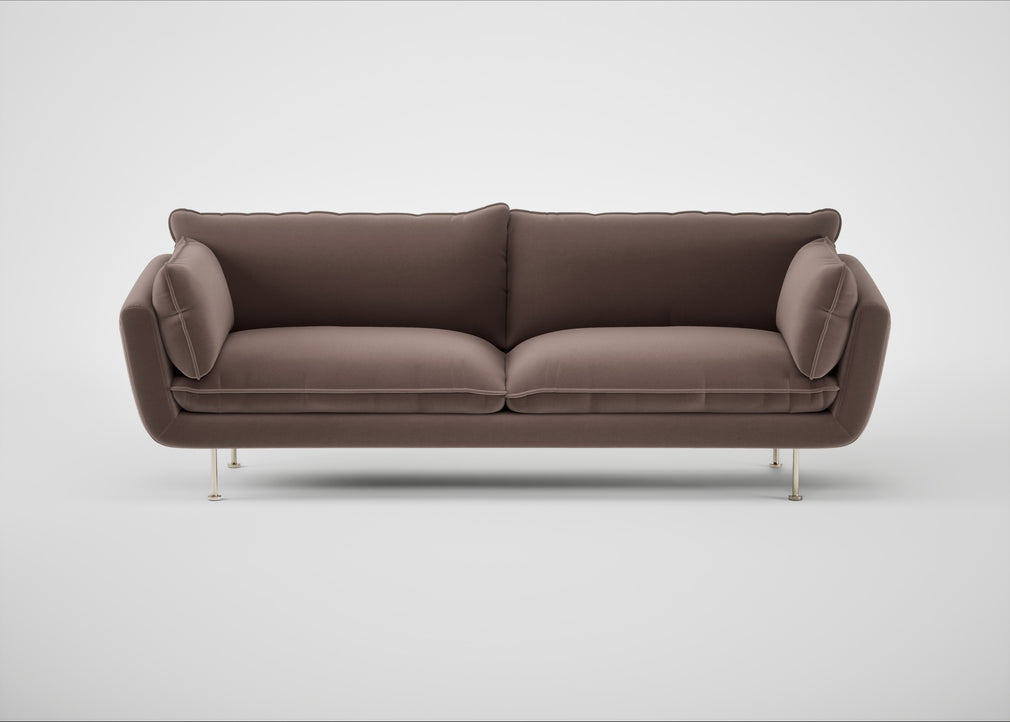 Allora 4 Seater Sofa Smart Velvet Mouse / Stainless Steel