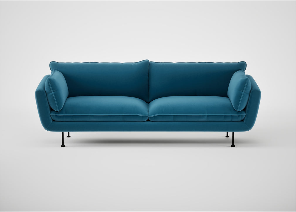 Allora 4 Seater Sofa Smart Velvet Ocean Blue / Black