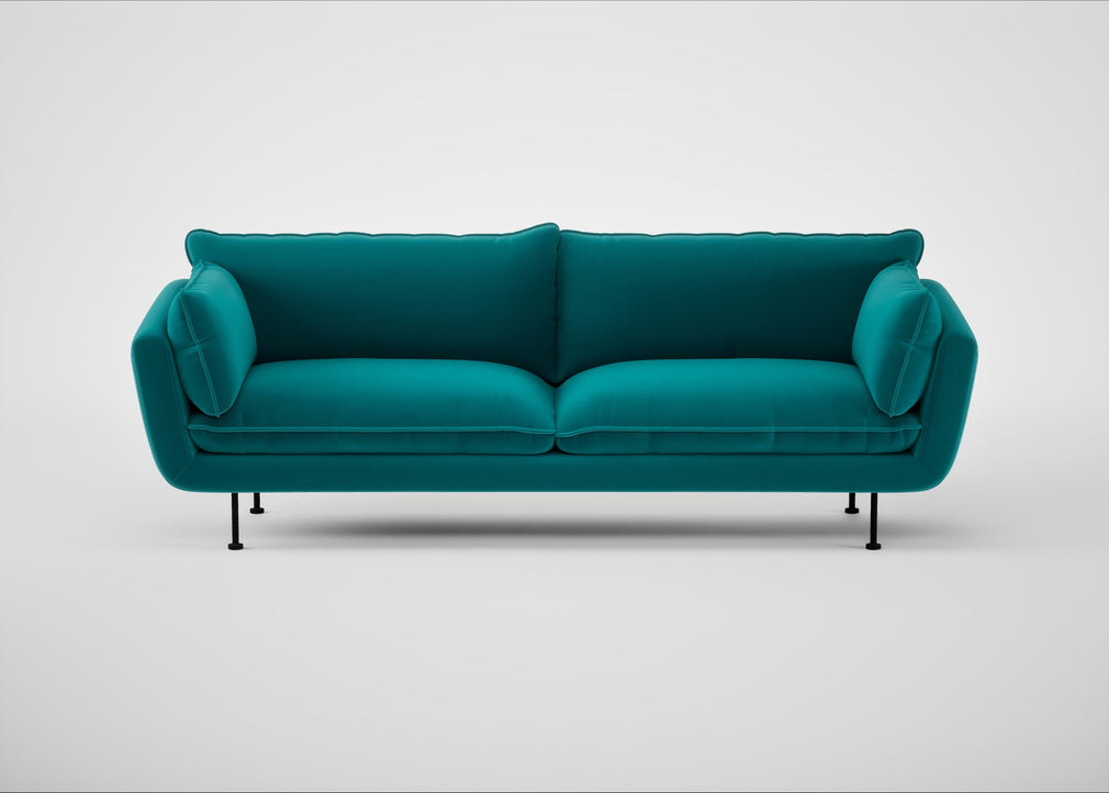 Allora 4 Seater Sofa Smart Velvet Petrol / Black